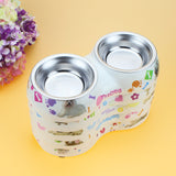 Dog Feeder Double Removable Stainless Steel Dog Bowl With Melamine Plastic Base Pet Dinner Dish Feeding And Watering Supplies