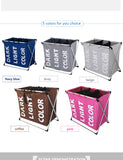 Collapsible Dirty clothes laundry basket Three grid bathroom laundry hamper Organizer home office metal storage basket