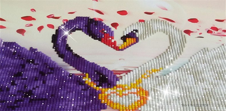 DIY 5D Diamonds Embroidery Love is better than gold Swans Round Diamond Painting Cross Stitch Diamond Mosaic Home Decor