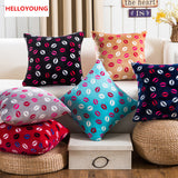 BZ118 Luxury Cushion Cover Pillow Case Home Textiles supplies Red Lips Plush decorative throw pillows chair seat