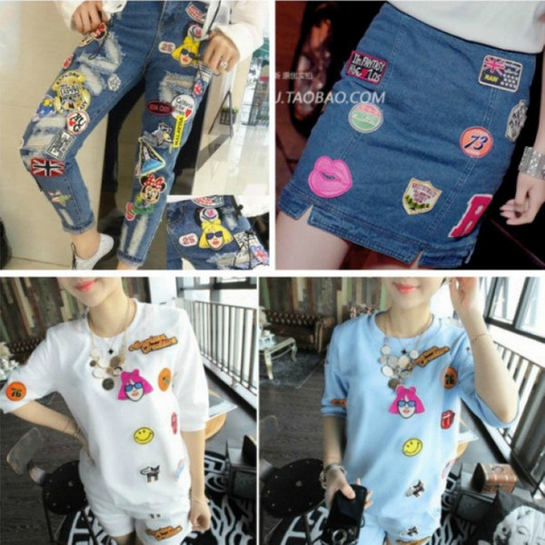 More Colors Flower Skull Skeleton Embroidery Iron On Patches Clothes Appliques Sew On Badge DIY Clothing Bag
