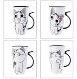 Drop shipping 600ml Creative Cat Ceramic Mug With Lid and Spoon Cartoon Milk Coffee Tea Cup Porcelain Mugs Nice Gifts