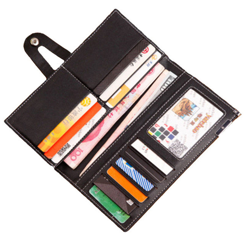 New Fashion High quality PU leather clutch mal leather Wholesale Long wallet soft leather buckle card package
