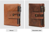 Double zipper bulk wallet anti-RFID steal fashion short casual men's wallet new genuine leather wallet
