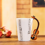 Creative Music Violin Style Guitar Ceramic Mug Coffee Tea Milk Stave Cups with Handle Coffee Mug Novelty Gifts
