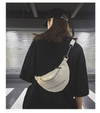 Zipper PU Leather Fanny Pack Women Shoulder Chest Bag Lady Belly Belt Bag Multifunctional Waterproof Waist Pack Black White