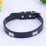 5 Colors Bone Pet Dog Collar Durable PU Leather Adjustable Puppy Cat Strap Collar S/M/L/XL 1.5cm