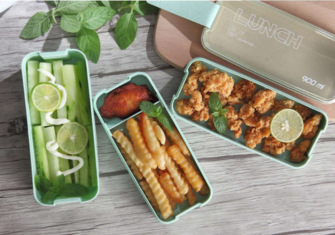 New Arrive 750ml Japanese Microwave Lunch Box Portable 3 Layer Bento Box Healthy Food Container Oven Dinnerware set