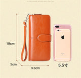 Women Wallet Leather Card Coin Holder Money Clip Long Clutch Phone Wristlet Trifold Zipper Cash Photo Famous Brand Female Purse