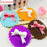 Cute 10.5cm Anti-dust Silicone Cup Cover Silicone Lovely Bowknot Cup Cover Coffee Suction Seal Lid Cap