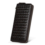 Leather men's woven wallet casual trendy long wallet fashion personality clutch High-quality genuine men's wallets