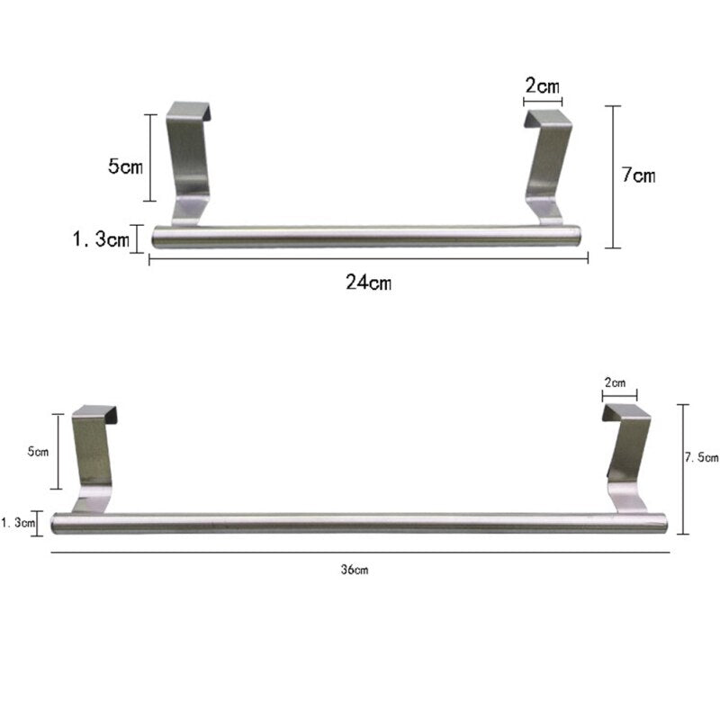 24/36cm Cabinet Drawer Towel Stainless Steel Hanging Rack Storage Holder Over Door Hanger Kitchen Bathroom Organizer Hanger
