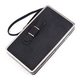 New bow lunch box bag litchi pattern wallet the long section of the phone package Money bags women's wallet wallet-fem