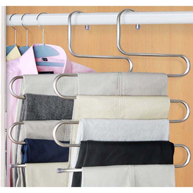 5 layers S Shape MultiFunctional Clothes Hangers Pants Storage Hangers Cloth Rack Multilayer Storage Cloth Hanger 1PC