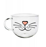 Lovelty Glass Cup Cat Face Mugs Coffee Tea Milk Breakfast Mug Creative Gifts 540ml
