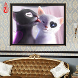 DIY 5D Diamond Embroidery The Lovely Cats Round Diamond Painting Cross Stitch Kits Diamond Mosaic Home Decoration