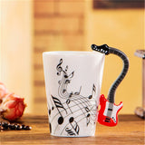 Creative Music Violin Style Guitar Ceramic Mug Coffee Tea Milk Stave Cups with Handle Coffee Mug Novelty Gifts