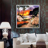 DIY 5D Partial Diamond Embroidery sunset Round Diamond Painting Cross Stitch Kits Diamond Mosaic Home Decoration