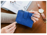 Fashion Small Female Purse short purse Lady Letter Snap Fastener Zipper Short Clutch Wallet Solid Vintage Matte Women Wallet
