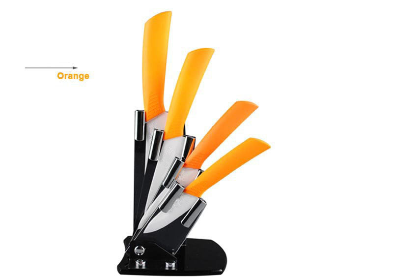 High quality 3" 4" 5" 6" inch brand Paring Fruit Utility Chef Kitchen Ceramic Knife Sets+Acrylic Holder Block