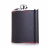 6oz Hip Flask PU Leather Wrapped Flagon Wine Pot Portable Stainless Steel Whiskey Wine Bottle Container Alcohol Drinkware