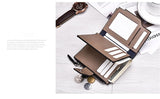 Elegant casual men's wallet vertical section multi-function card holder PU genuine multi-card buckle purse