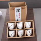 6pcs Hand Painted Ceramic cup set China tea set,Kung Fu Tea Cup Set Travel Tea Bowl Chinese Porcelain Teacup Set Creative Gifts