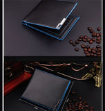 Korean hit color High quality PU leather clutch Short wallet color purse money clamps purse for men