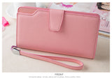 High-capacity candy-colored zipper wallet High quality Leather Handbag button Cross-shaped long section Wallets