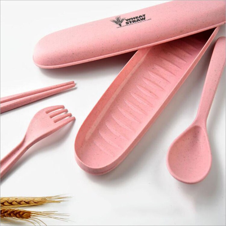 Portable Travel Cutlery Tableware Set Wheat Straw Dinnerware Sets Camping Picnic Kids School Gift Kitchen Tools Secondary image