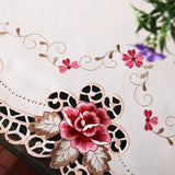 HELLOYOUNG Embroidered Rose Flower Cutwork Fabric Lace Table Runner Wedding Party Tablecloth Home Decor 4 Size