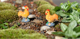XBJ131 Mini 6pcs Orange rooster decoration supplies moss micro landscape deco  Garden deco Creative handicrafts