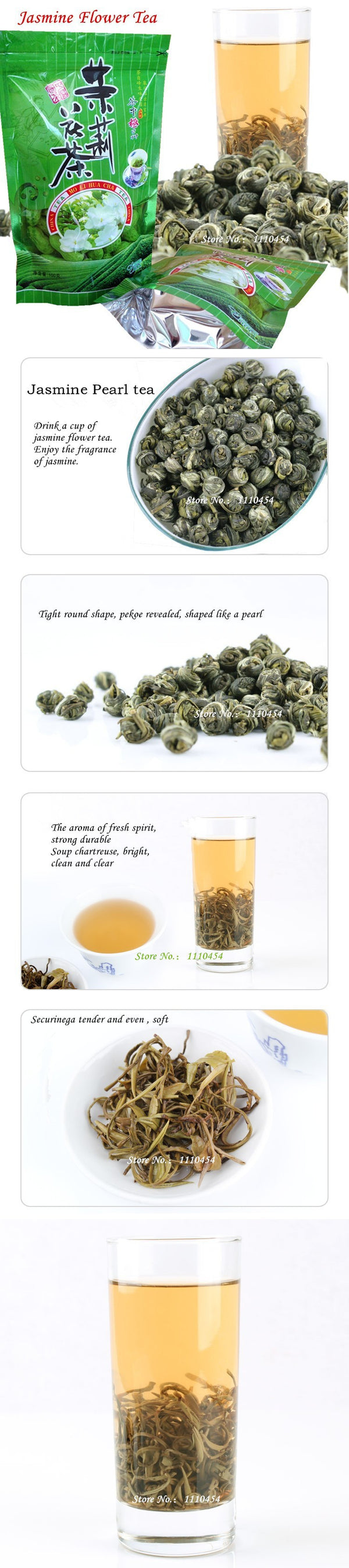 TemuTea 100g Organic Jasmine Flower Tea Jasmine Pearl Green Tea Chinese Fragrant Tea new tea