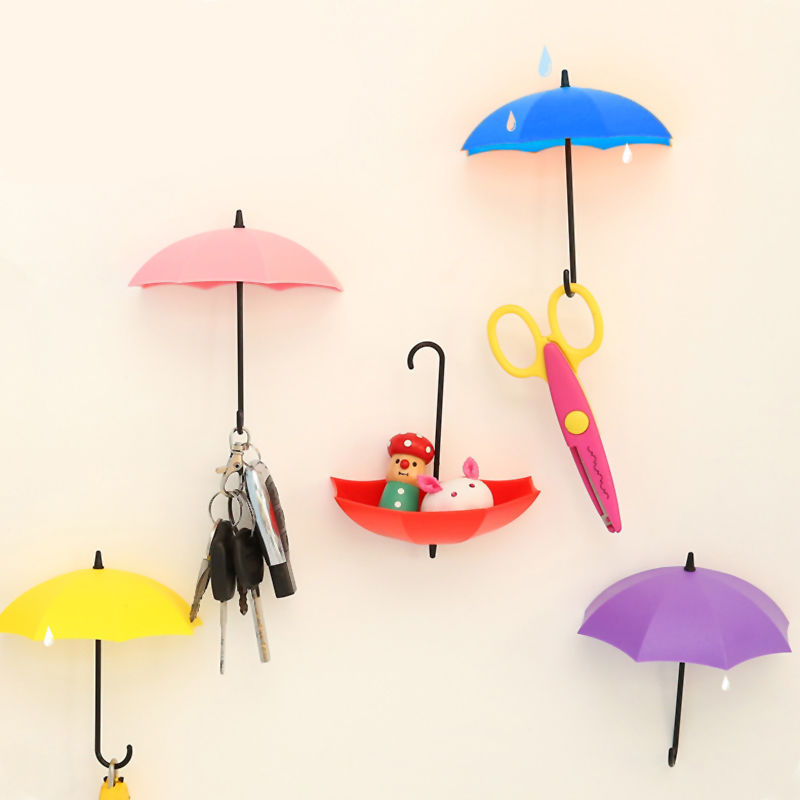 3Pcs/set Umbrella Shaped Dual Use Key Hanger Rack Creative Kitchen Bathroom Wall Decorative Holder Accessories Tools Secondary image