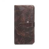 Oil wax leather men's leather wallet casual retro long wallet large capacity multi-position clutch men's purse
