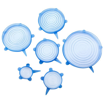 6pcs/set Silicone Lids Durable Reusable Food Save Cover Heat Resisting Fits All Sizes and Shapes of Containers