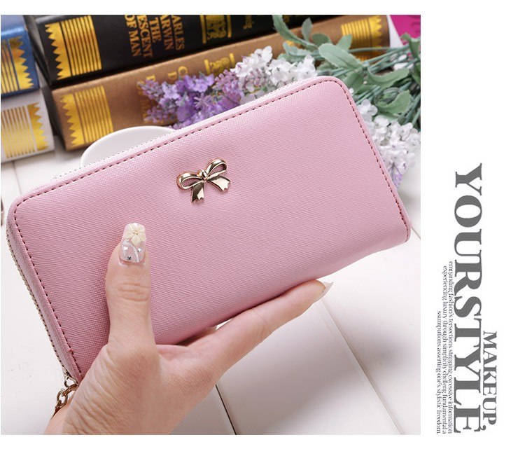 women long clutch Wallets female Fashion PU Leather Bowknot coin bag phone purses Famous designer lady cards holder wallet
