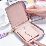 New Korean version  simple square lady wallet High-quality PU leather Short zipper purse fringed mini women's purse