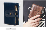 Double zipper bulk wallet anti-RFID steal fashion short casual men's wallet new genuine leather wallet