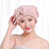 HELLOYOUNG Bowknot Women Bathroom Absorbent Quick-drying Polyester Cotton Bath Towel Hair Dry Cap Head Wrap Hat Salon Towel