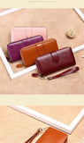 Women Wallet Leather Card Coin Holder Money Clip Long Clutch Phone Wristlet Trifold Zipper Cash Photo Famous Brand Female Purse
