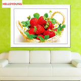 DIY 5D Full Diamond Embroidery Strawberry Food Round Diamond Painting Cross Stitch Kit Diamond Mosaic Home Decoration