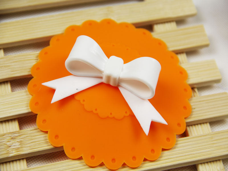 CJ224 Cute 10.5cm Anti-dust Silicone Cup Cover Silicone Lovely Bowknot Cup Cover Coffee Cup Suction Seal Lid Cap