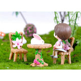 3pcs/Set Table Chair Resin Craft Micro Landscape Ornament Fairy Garden Miniature Terrarium Figurine Christmas Decoration