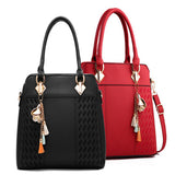 Fashion Women Handbags Tassel PU Leather Totes Bag Top-handle Embroidery Crossbody Bag Shoulder Bag Lady Simple Style Hand Bags