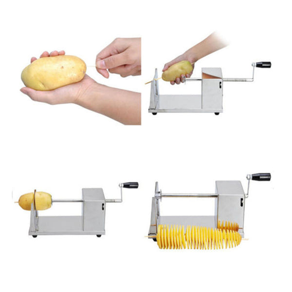 New Manual Stainless Steel Spiral Potato Slicer Potato Tower Kitchen Tool Fruit & Vegetable Tool Potato Tower Cutter
