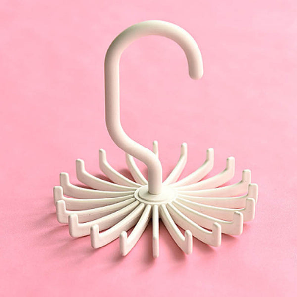 Neck Tie Holder Space Saving Multifunction 1 PC Plastic 20 Hooks 360 Degree Rotating Belt Rack Neck Tie Hanger