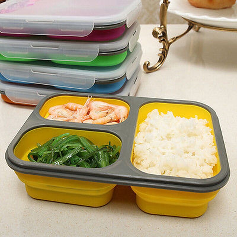 Foldable Microwave Oven Box Bento Silicone Lunch Box Bento Picnic Food Container