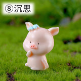 2pcs/lot Piggy Story Micro Landscape Resin Crafts Small Decoration Keychain Accessories Dolls 12 Zodiac Pigs