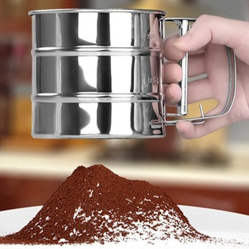 Newest Stainless Steel Mesh Flour Sifter Mechanical Baking Icing Sugar Shaker Sieve Tool Cup Shape Main image